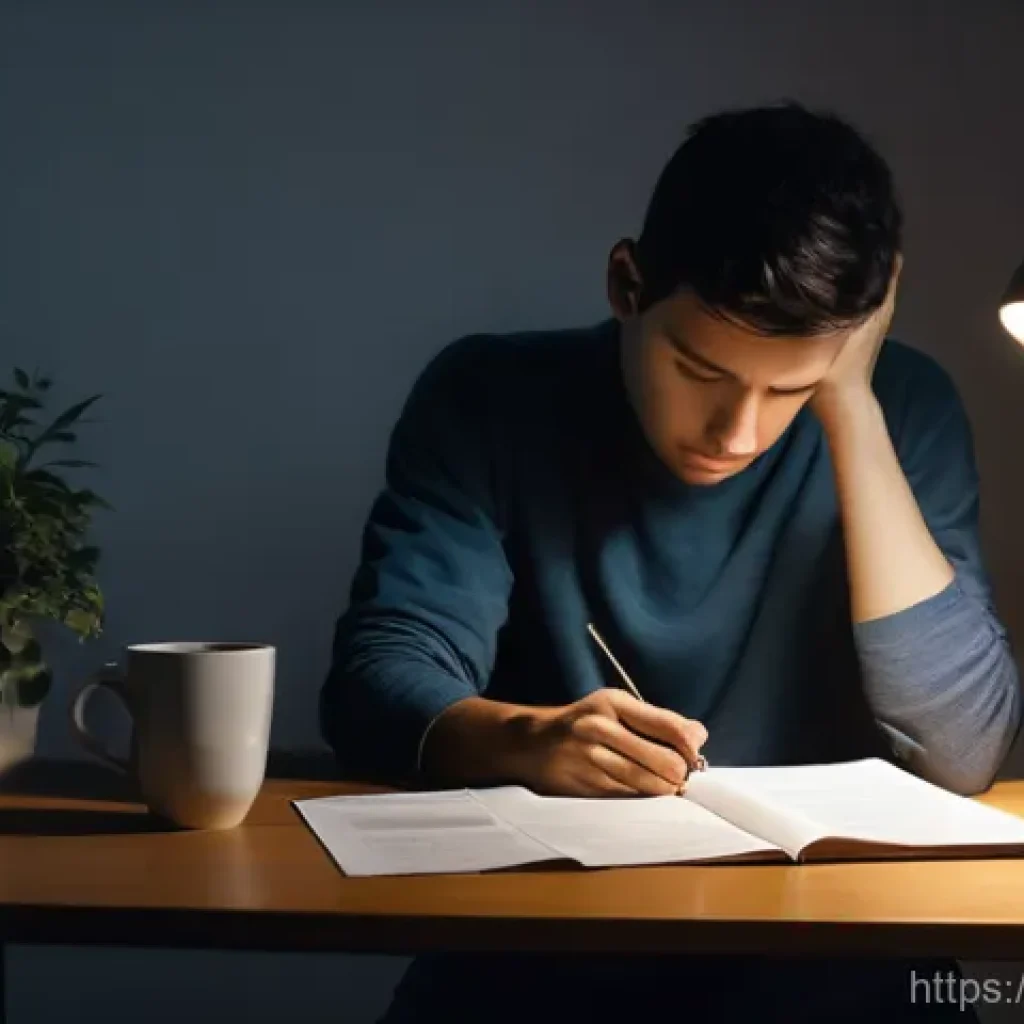 기술 피로로 인한 만성 피로 증후군 예방하기 - **Persistent Exhaustion & Mental Fog:** A young adult, looking profoundly weary, sits slouched at a ...