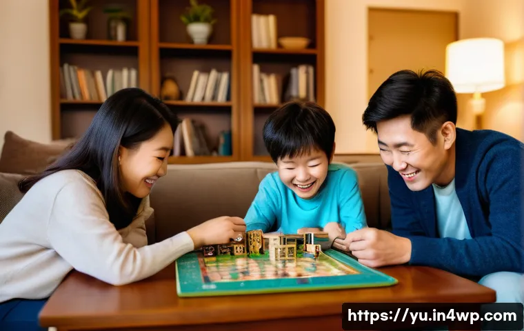 기술 피로를 예방하는 가족의 역할 - A joyful Korean family, consisting of parents in their late 30s and two children (a boy and a girl, ...
