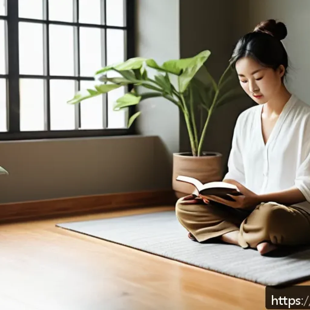 기술 피로 극복을 위한 창의성 촉진 - A peaceful indoor scene showing a person practicing digital detox: a cozy room with soft natural lig...