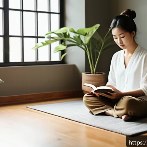 Home 32 기술 피로 극복을 위한 창의성 촉진 - A peaceful indoor scene showing a person practicing digital detox: a cozy room with soft natural lig...