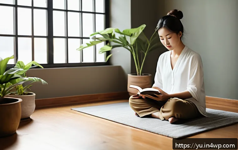 기술 피로 극복을 위한 창의성 촉진 - A peaceful indoor scene showing a person practicing digital detox: a cozy room with soft natural lig...